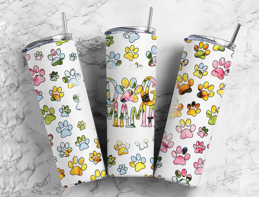 Boho Paws 20oz Sublimation Tumbler Designs, Mama Bohemian 9.2 x 8.3” Straight Skinny Tumbler PNG