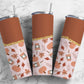 Pumpkin Spice Fall 20oz Sublimation Tumbler Designs, Smiley Face Aesthetic Floral 9.2 x 8.3” Straight Skinny Tumbler Wrap PNG