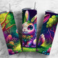 Cartoon rabbit 20oz Sublimation Tumbler Designs, Colorful forest 9.2 x 8.3” Straight Skinny Tumbler Wrap PNG