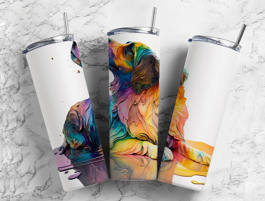 Animal Dog 20oz Sublimation Tumbler Designs, Alcohol Ink Watercolor 9.2 x 8.3” Straight Skinny Tumbler, Tumbler Wrap PNG