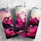 Painted mountains 20oz Sublimation Tumbler Designs, Pink landscape 9.2 x 8.3” Straight Skinny Tumbler Wrap PNG