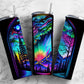 Northern Lights 20oz Sublimation Tumbler Designs,Stained Glass 9.2 x 8.3” Straight Skinny Tumbler Wrap PNG, Sublimation Design PNG