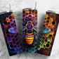 Rainbow bee 20oz Sublimation Tumbler Designs, Colorful honeycomb 9.2 x 8.3” Straight Skinny Tumbler Wrap PNG