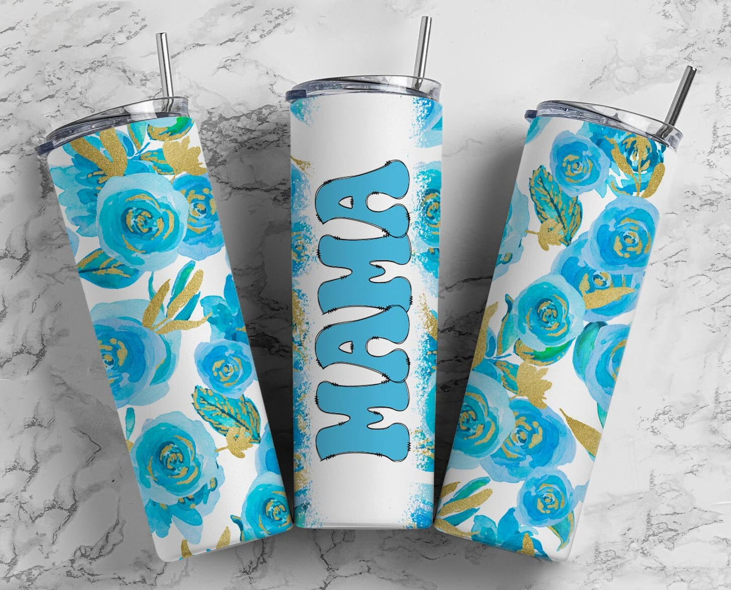 Blue Floral 20oz Sublimation Tumbler Designs, Retro Mama 9.2 x 8.3” Straight Skinny Tumbler Wrap PNG, Mom Tumbler (2023-04-19 00.34.02)