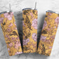 retro floral 20oz Sublimation Tumbler Designs, Brown and yellow 9.2 x 8.3” Straight Skinny Tumbler Wrap PNG