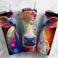 Rainbow cow 20oz Sublimation Tumbler Designs, Neon colored 9.2 x 8.3” Straight Skinny Tumbler Wrap PNG