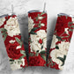 Rose floral 20oz Sublimation Tumbler Designs, Red and white roses 9.2 x 8.3” Straight Skinny Tumbler Wrap PNG