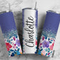 Purple Wallpaper Pink Flowers 20oz Sublimation Tumbler Designs, Floral 9.2 x 8.3” Straight Skinny Tumbler Wrap PNG 123