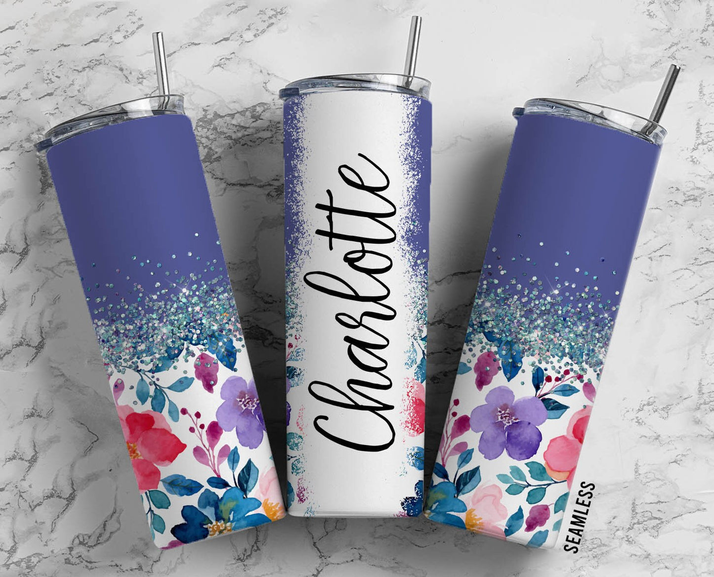 Purple Wallpaper Pink Flowers 20oz Sublimation Tumbler Designs, Floral 9.2 x 8.3” Straight Skinny Tumbler Wrap PNG 123