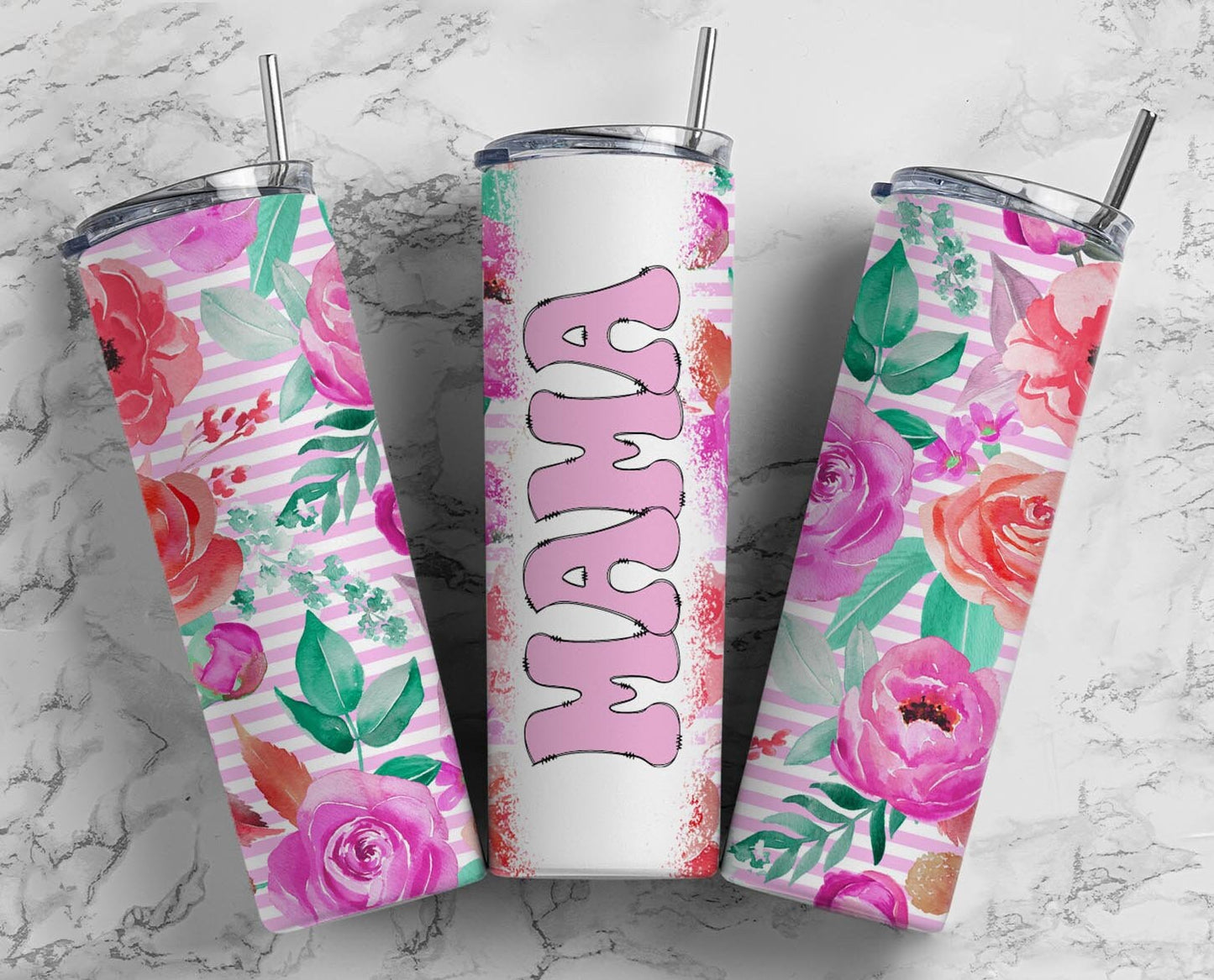 Pink Flower Purple yellow Flower 20oz Sublimation Tumbler Designs, Retro Mama 9.2 x 8.3” Straight Skinny Tumbler Wrap PNG, Mom Tumbler