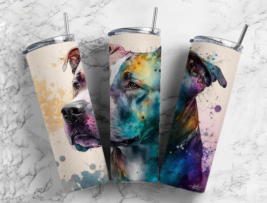 Rainbow Dog 20oz Sublimation Tumbler Designs, Alcohol Ink Watercolor 9.2 x 8.3” Straight Skinny Tumbler, Tumbler Wrap PNG