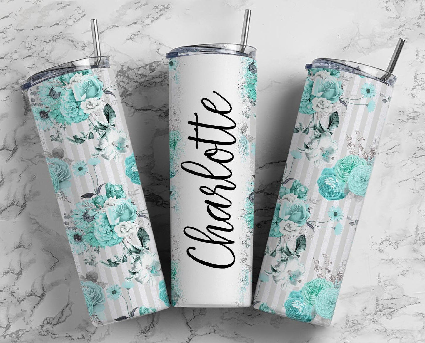 Striped floral 20oz Sublimation Tumbler Designs, shabby chic 9.2 x 8.3” Straight Skinny Tumbler Wrap PNG