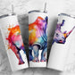 Colorful rhinoceros 20oz Sublimation Tumbler Designs, Paint splatter 9.2 x 8.3” Straight Skinny Tumbler Wrap PNG