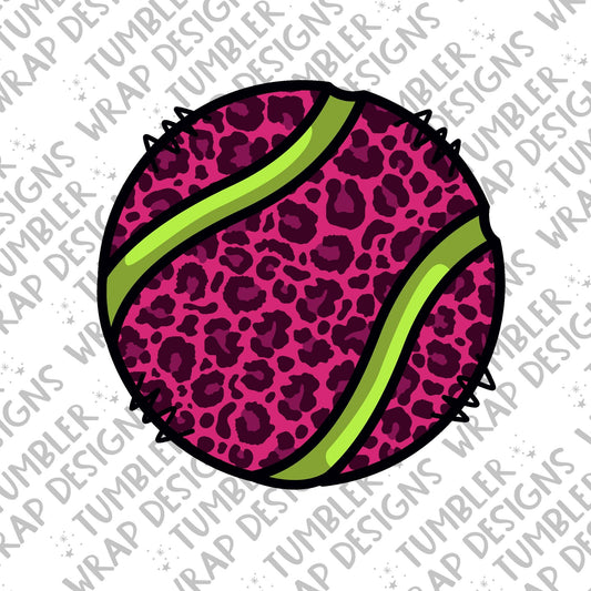 Tennis ball Sublimation PNG Design, Pink leopard print Digital Download PNG File, Commercial Use