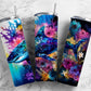 Rainbow shark 20oz Sublimation Tumbler Designs, Ocean floral 9.2 x 8.3” Straight Skinny Tumbler Wrap PNG