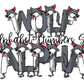 Wolf Doodle Letters Alphabet with Uppercase and Numbers PNG, Alphabet PNG Digital Download