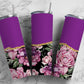 Purple Flower 20oz Sublimation Tumbler Designs, AestheticFloral 9.2 x 8.3” Straight Skinny Tumbler Wrap PNG, Gold Agate 177