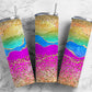 Rainbow Agate 20oz Sublimation Tumbler Designs, Gold Leopard Fluro 9.2 x 8.3” Straight Skinny Tumbler Wrap PNG