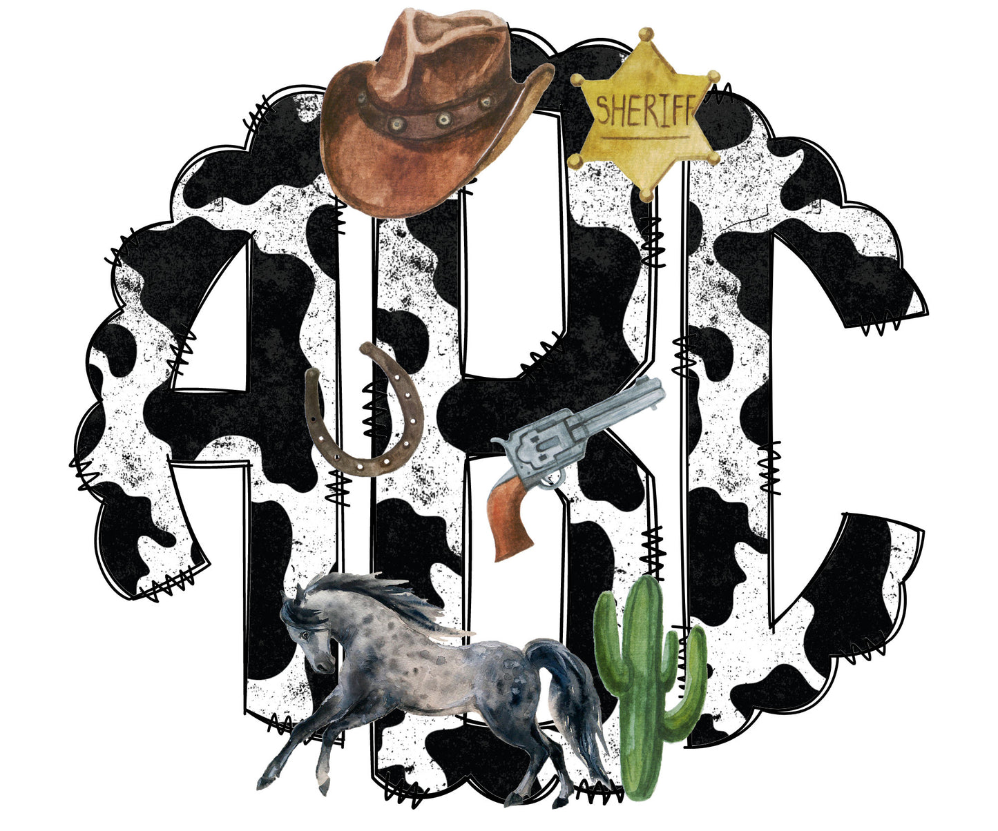 Country Horse Monogram Letters, Cowboy Sublimation PNG Elements Hand Drawn Doodle Alpha Bundle, Sunflower Cow Leooard Sublimation Font PNG (2023-04-18 20.46.34)