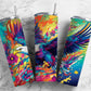 Rainbow eagle 20oz Sublimation Tumbler Designs, colorful floral 9.2 x 8.3” Straight Skinny Tumbler Wrap PNG