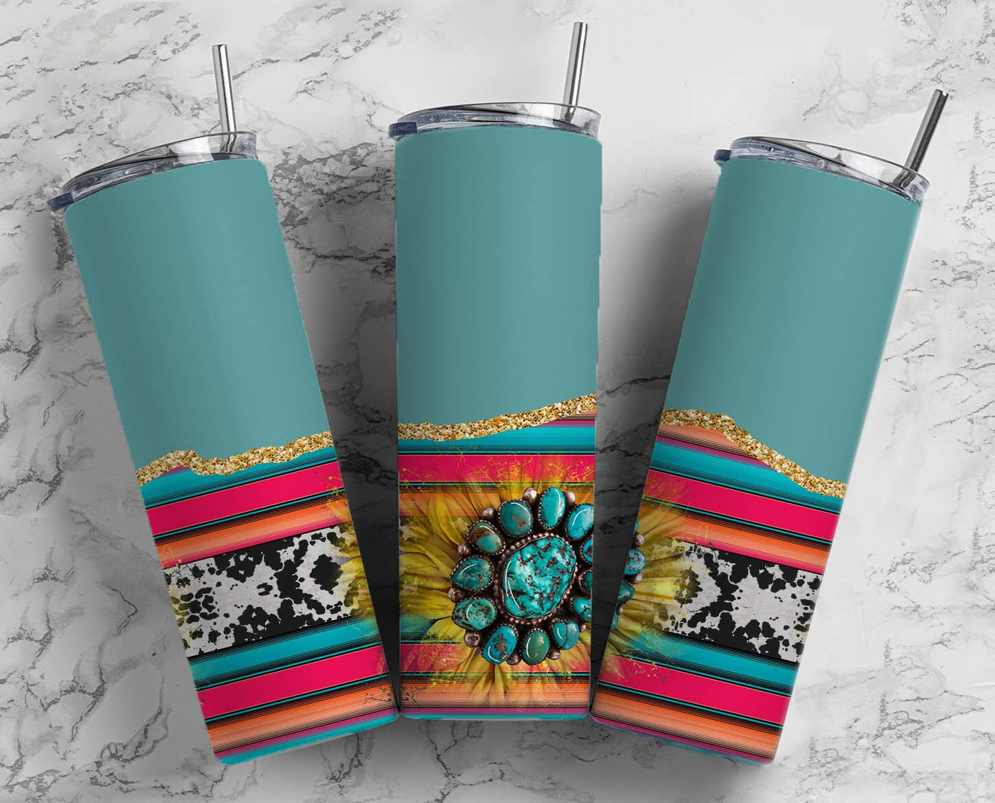 Turquoise Gem 20oz Sublimation Tumbler Designs, Country Strip 9.2 x 8.3” Straight Skinny Tumbler Wrap 14