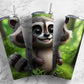 Cartoon raccoon 20oz Sublimation Tumbler Designs, Woodland forest 9.2 x 8.3” Straight Skinny Tumbler Wrap PNG