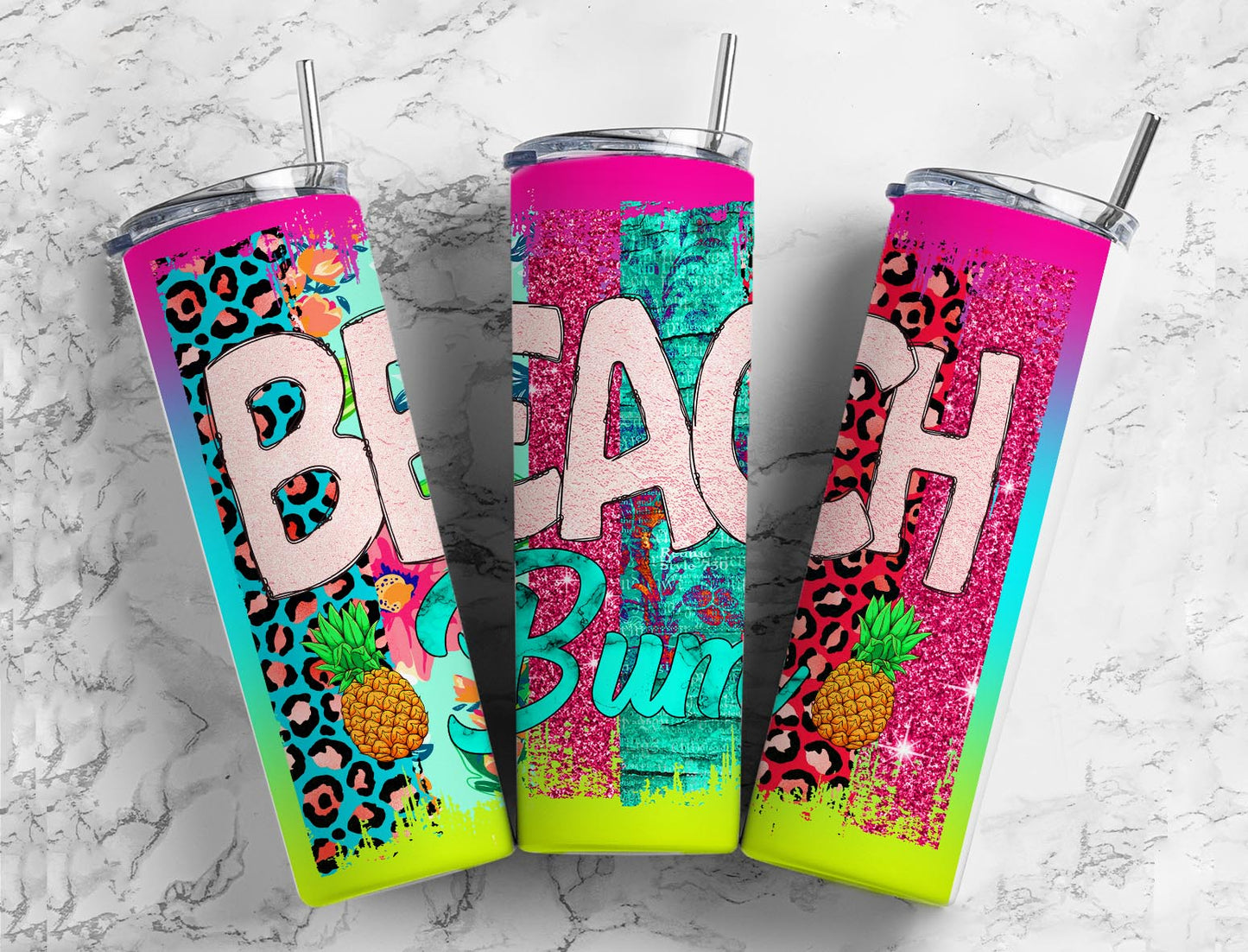 Beach Bum 20oz Sublimation Tumbler Designs, Glittery Beach 9.2 x 8.3”  Tumbler Png, Digital Download