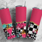 racing Car Hot Pink 20oz Sublimation Tumbler Designs, Checker Flag 9.2 x 8.3” Straight Skinny Tumbler Wrap 23