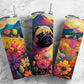 Rainbow pug dog 20oz Sublimation Tumbler Designs, floral landscape 9.2 x 8.3” Straight Skinny Tumbler Wrap PNG