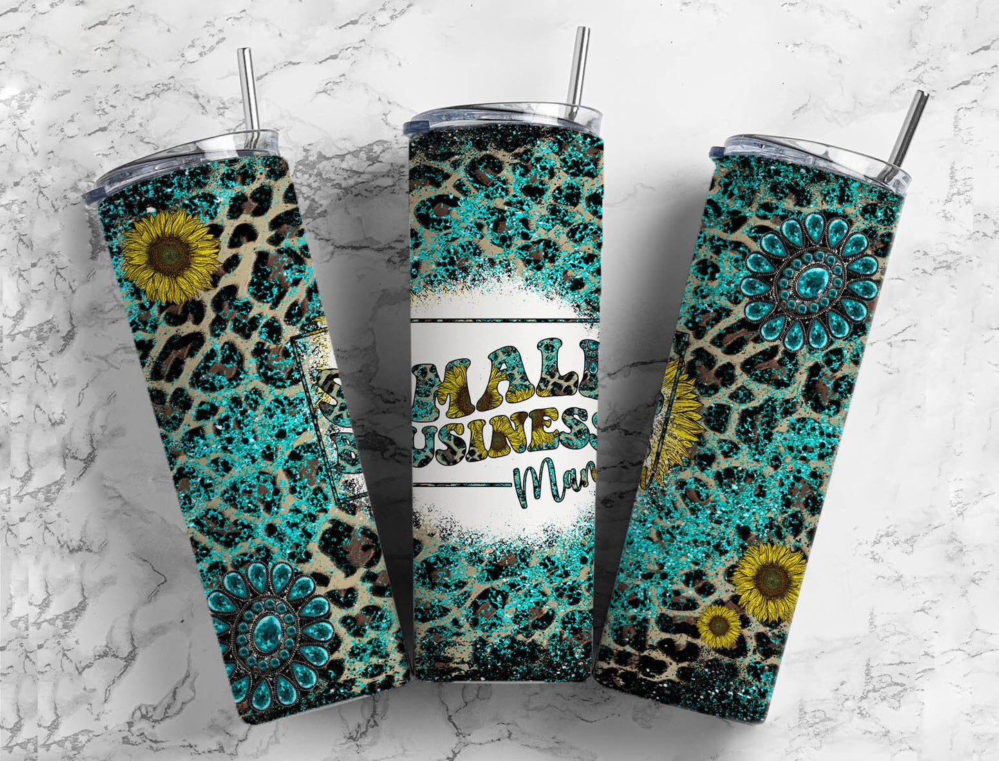 Cheetah sunflower 20oz Sublimation Tumbler Designs, Small business 9.2 x 8.3” Straight Skinny Tumbler Wrap PNG