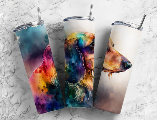 Dachshund Dog 20oz Sublimation Tumbler Designs, Water Colour Alcohol Ink 9.2 x 8.3” Straight Skinny Tumbler, Tumbler Wrap PNG