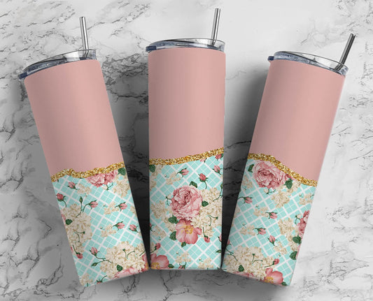 Retro Wallpaper 20oz Sublimation Tumbler Designs, Floral Aesthetic 9.2 x 8.3” Straight Skinny Tumbler Wrap 7