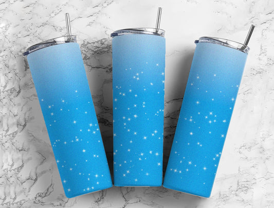 Blue Glitter Ombre 20oz Sublimation Tumbler Designs, MInimalist Gradient 9.2 x 8.3” Straight Skinny Tumbler Wrap PNG