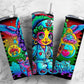 Cartoon Nurse 20oz Sublimation Tumbler Designs, Neon Rainbow 9.2 x 8.3” Straight Skinny Tumbler Wrap PNG