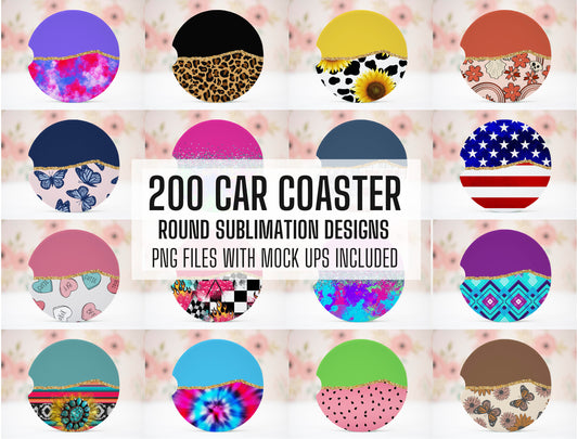 200 Agate Car Coaster Sublimation Design, Split Car Coaster Designs, Round Sublimation Design, Instant Download, Commercial Use Png