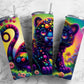 Cartoon panther 20oz Sublimation Tumbler Designs, Rainbow colorful 9.2 x 8.3” Straight Skinny Tumbler Wrap PNG