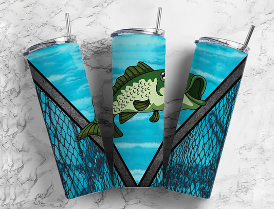 Blue Fishing 20oz Sublimation Tumbler Designs, Fishing Camping 9.2 x 8.3” Straight Skinny Tumbler Wrap, Tumbler for men