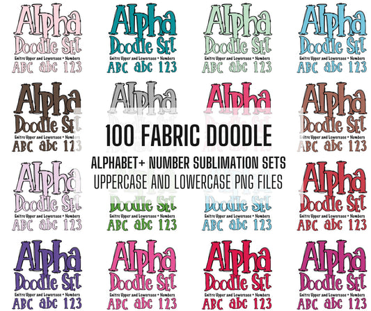 100+ MEGA BUNDLE - Fabric Doodle Letters! Uppercase & Lowercase, Fabric Texture Doodle Alphabet, Sublimation letters, Sublimation PNG