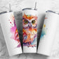 colorful owl 20oz Sublimation Tumbler Designs, paint splatter 9.2 x 8.3” Straight Skinny Tumbler Wrap PNG