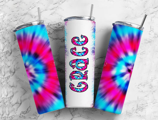 Tie Dye Doodle Letter + Matching Tumbler Template, Doodle Alphabet Font PNG, 20 oz Tumbler, Sublimation Designs, Tye Die, TieDye, TyeDie