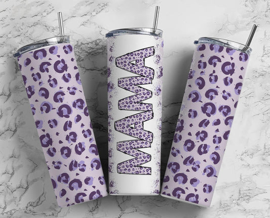 Animal Print Purple leopard, Mama Seamless 20oz Sublimation Tumbler, Mothers. Mama Tumbler, Seamless Tumbler, Mom Tumbler Wrap PNG