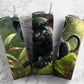 Cartoon panther 20oz Sublimation Tumbler Designs, Jungle landscape 9.2 x 8.3” Straight Skinny Tumbler Wrap PNG