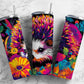 Rainbow hedgehog 20oz Sublimation Tumbler Designs, Colorful floral 9.2 x 8.3” Straight Skinny Tumbler Wrap PNG