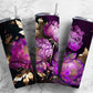 Purple floral 20oz Sublimation Tumbler Designs, Gold leaf 9.2 x 8.3” Straight Skinny Tumbler Wrap PNG