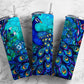 Peacock 20oz Sublimation Tumbler Designs, Colorful feather 9.2 x 8.3” Straight Skinny Tumbler Wrap PNG