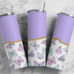 Purple Flower 20oz Sublimation Tumbler Designs, AestheticFloral 9.2 x 8.3” Straight Skinny Tumbler Wrap PNG, Gold Agate 182