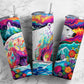 Polar bear 20oz Sublimation Tumbler Designs, rainbow landscape 9.2 x 8.3” Straight Skinny Tumbler Wrap PNG