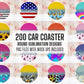 200 Glitter Car Coaster Sublimation Design, Split Car Coaster Designs, Round Sublimation Design, Instant Download, Commercial Use Png