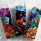 Rottweiler floral 20oz Sublimation Tumbler Designs, Stained glass 9.2 x 8.3” Straight Skinny Tumbler Wrap PNG