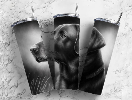 Dog Pup 20oz Sublimation Tumbler Designs, Charcoal Painting 9.2 x 8.3” Straight Skinny Tumbler, Tumbler Wrap PNG